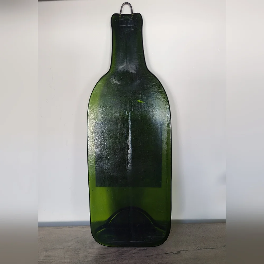Boston Terrier Decor, Green Wine Bottle Wall Accent, Kitchen Decor, Dog Decor